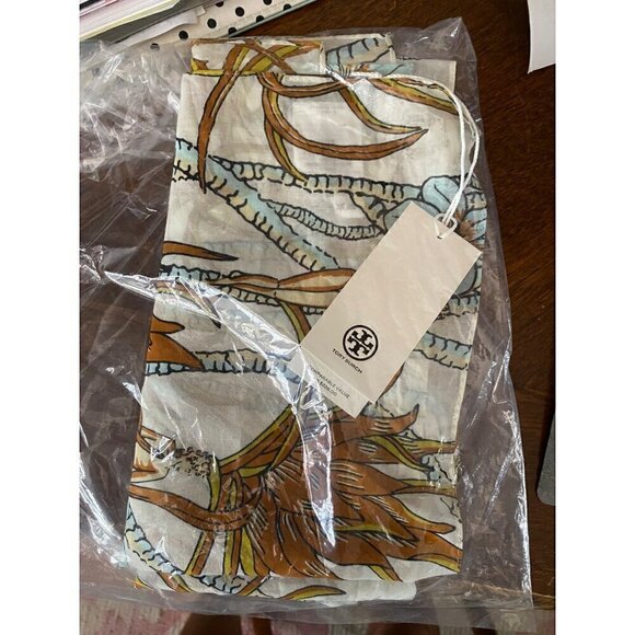 tory burch climbing palms square scarf cotton 36”x36” $228 #144936-6223 multi - Picture 11 of 11